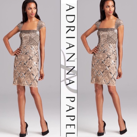 Adrianna Papell Dresses & Skirts - 🎉HOST PICK🎉 Adrianna Papell beaded cap sleeves shift dress